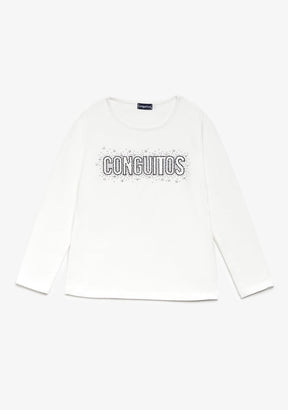 CONGUITOS ROPA / CAMISETAS / MANGA LARGA White Strass Conguitos T-Shirt