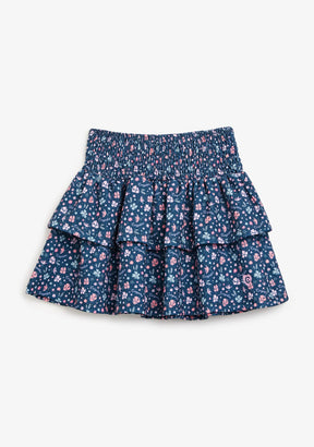 CONGUITOS ROPA / FALDAS Navy Flowers Ruffles Skirt