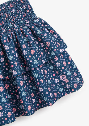 CONGUITOS ROPA / FALDAS Navy Flowers Ruffles Skirt