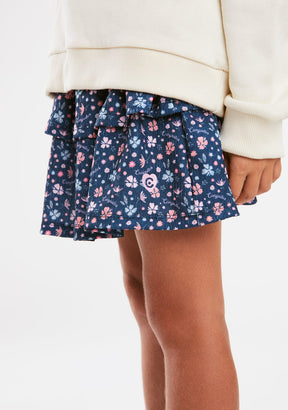 CONGUITOS ROPA / FALDAS Navy Flowers Ruffles Skirt