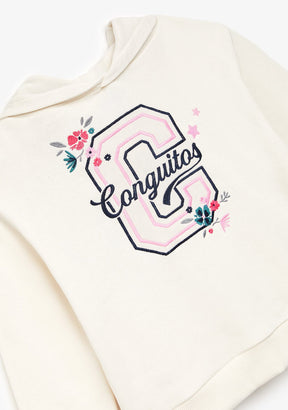 CONGUITOS ROPA / SUDADERAS / SUDADERAS CON CAPUCHA Beige Embroidery 'C' Hoodie