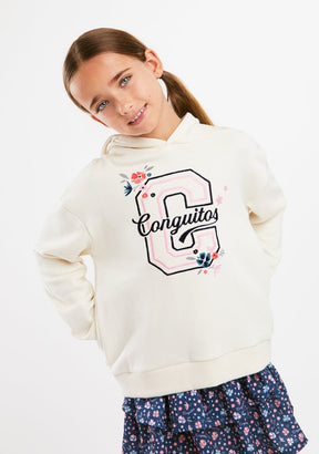 Sweatshirt 'C' Bordado Bege