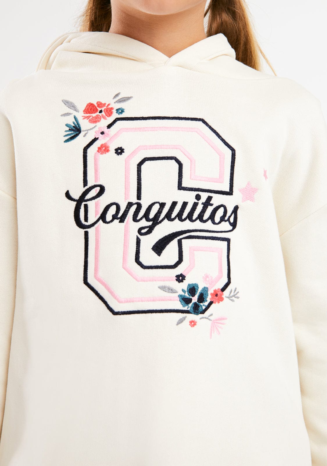 CONGUITOS ROPA / SUDADERAS / SUDADERAS CON CAPUCHA Beige Embroidery 'C' Hoodie