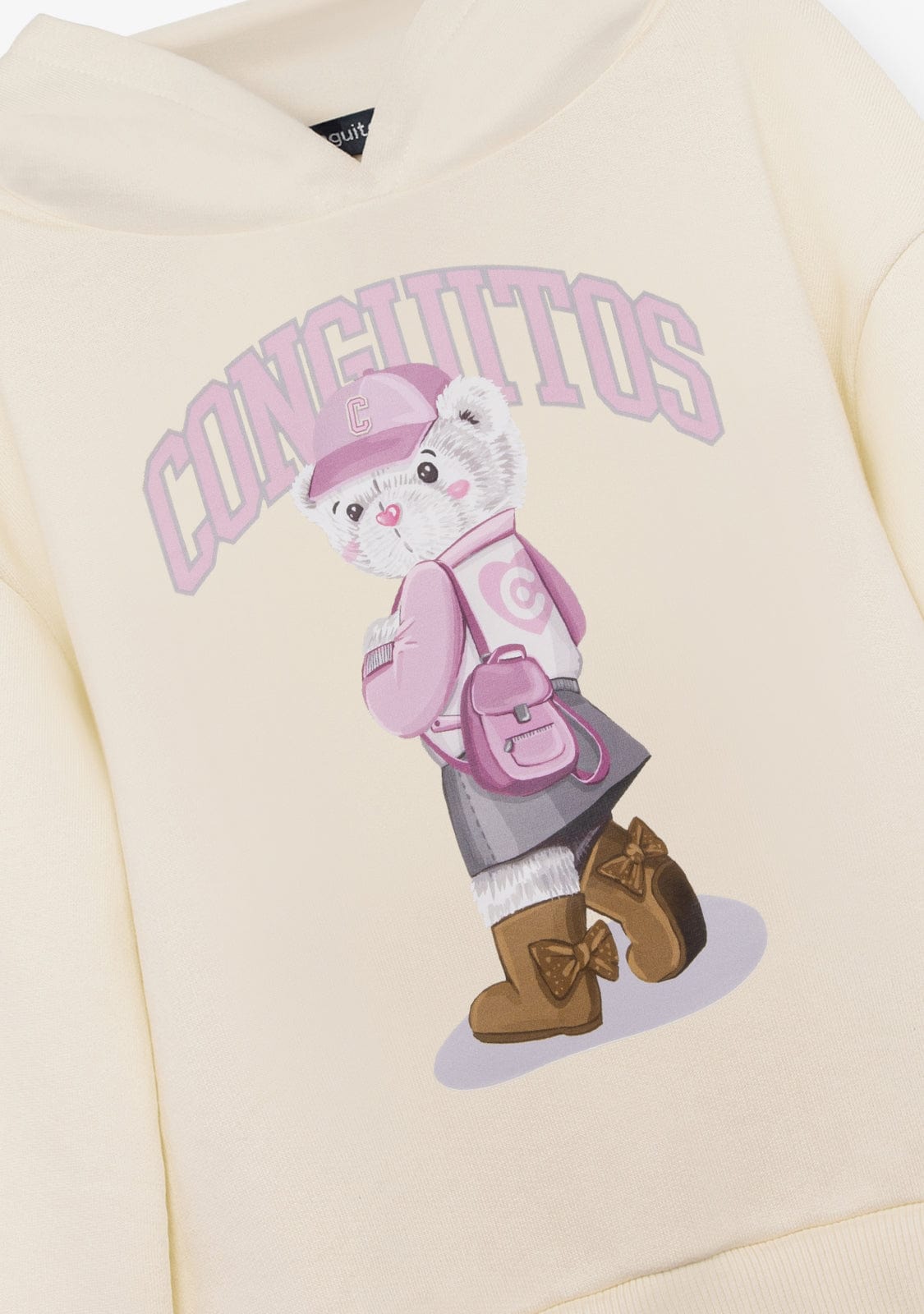 CONGUITOS ROPA / SUDADERAS / SUDADERAS CON CAPUCHA Beige Hoodie Bear Sweatshirt