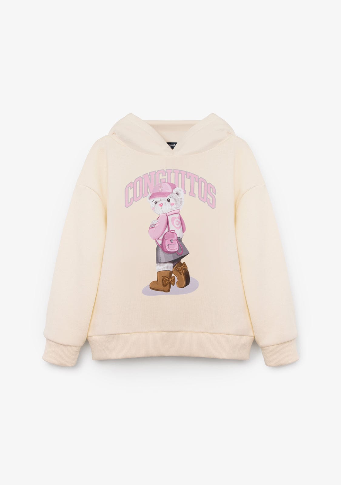 CONGUITOS ROPA / SUDADERAS / SUDADERAS CON CAPUCHA Beige Hoodie Bear Sweatshirt
