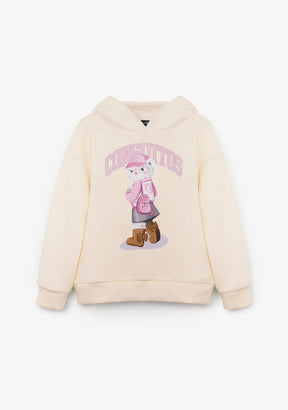 CONGUITOS ROPA / SUDADERAS / SUDADERAS CON CAPUCHA Beige Hoodie Bear Sweatshirt