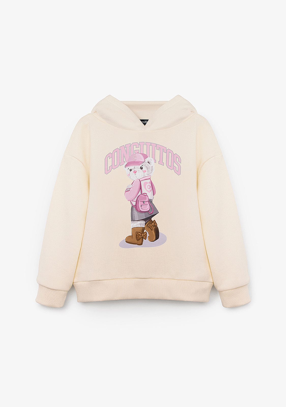 CONGUITOS ROPA / SUDADERAS / SUDADERAS CON CAPUCHA Beige Hoodie Bear Sweatshirt