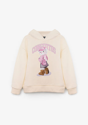 CONGUITOS ROPA / SUDADERAS / SUDADERAS CON CAPUCHA Beige Hoodie Bear Sweatshirt