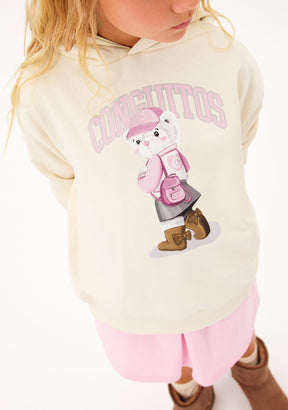 CONGUITOS ROPA / SUDADERAS / SUDADERAS CON CAPUCHA Beige Hoodie Bear Sweatshirt