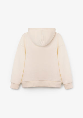 CONGUITOS ROPA / SUDADERAS / SUDADERAS CON CAPUCHA Beige Hoodie Print Sweatshirt
