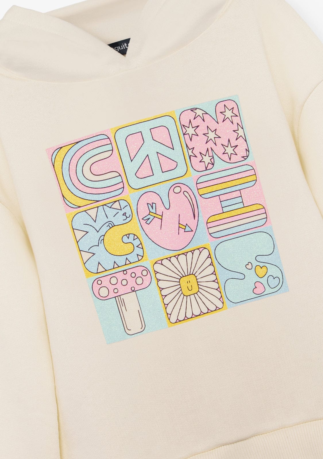 CONGUITOS ROPA / SUDADERAS / SUDADERAS CON CAPUCHA Beige Hoodie Print Sweatshirt
