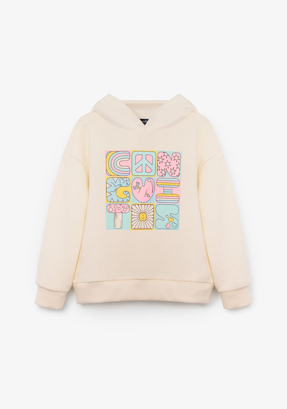 CONGUITOS ROPA / SUDADERAS / SUDADERAS CON CAPUCHA Beige Hoodie Print Sweatshirt