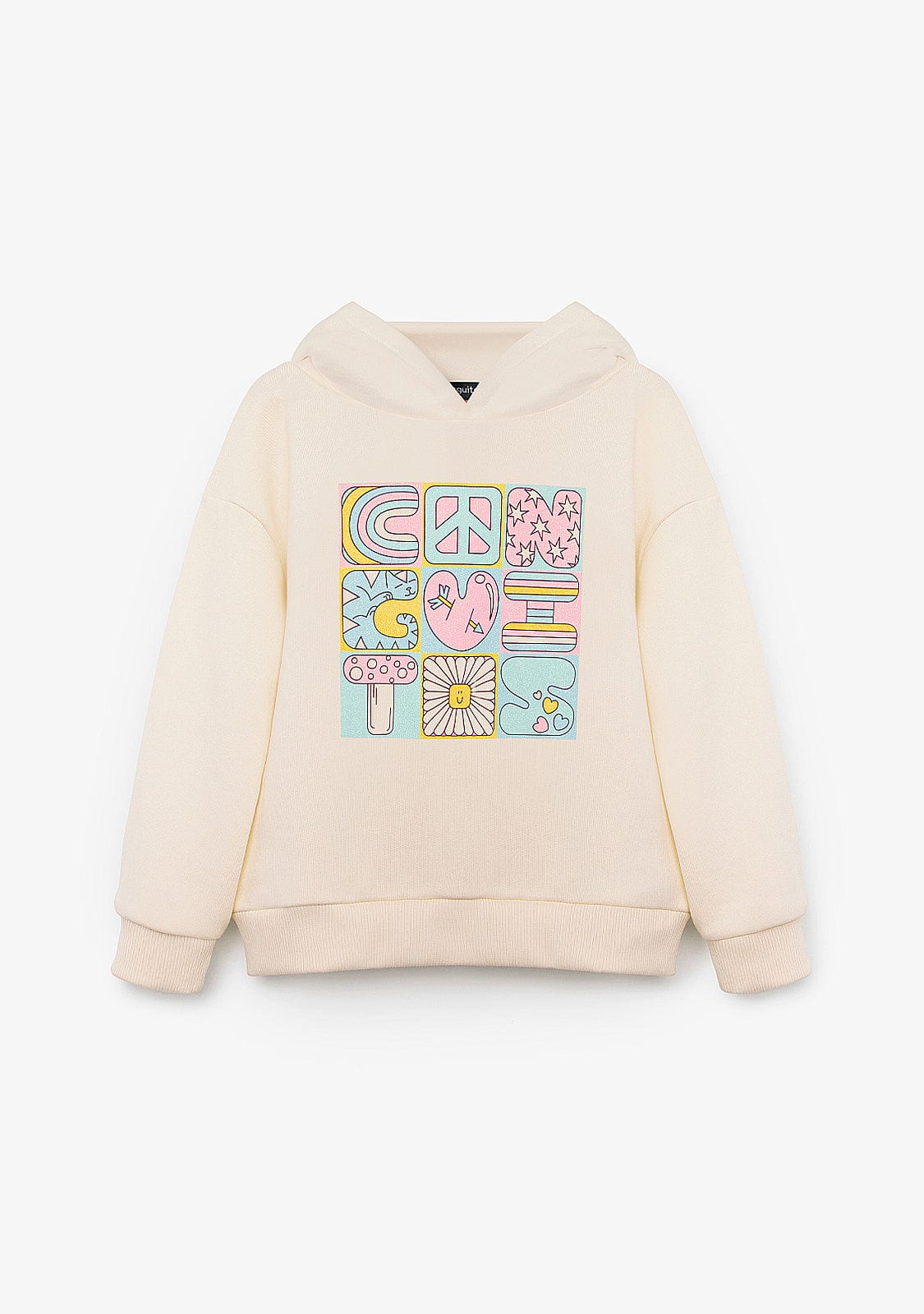 CONGUITOS ROPA / SUDADERAS / SUDADERAS CON CAPUCHA Beige Hoodie Print Sweatshirt