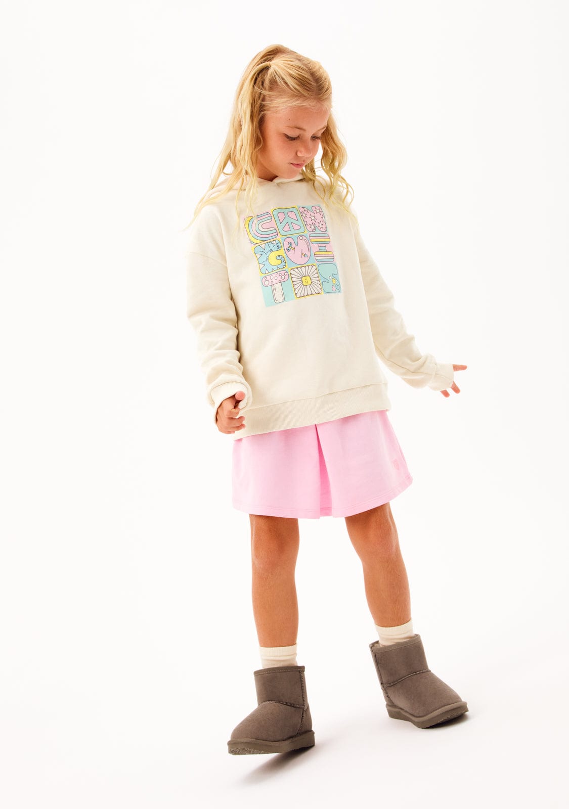 CONGUITOS ROPA / SUDADERAS / SUDADERAS CON CAPUCHA Beige Hoodie Print Sweatshirt
