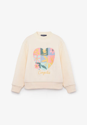 CONGUITOS ROPA / SUDADERAS / SUDADERAS SIN CAPUCHA Beige Heart Sweatshirt