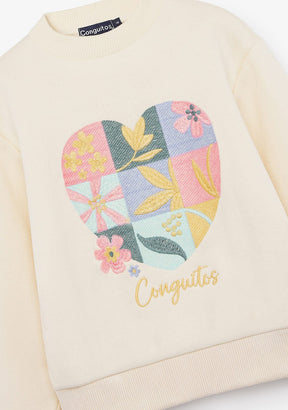 CONGUITOS ROPA / SUDADERAS / SUDADERAS SIN CAPUCHA Beige Heart Sweatshirt