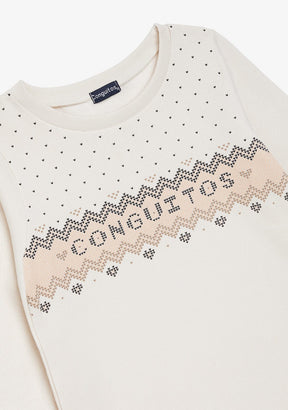 CONGUITOS ROPA / VESTIDOS Beige Border Sweatshirt Dress