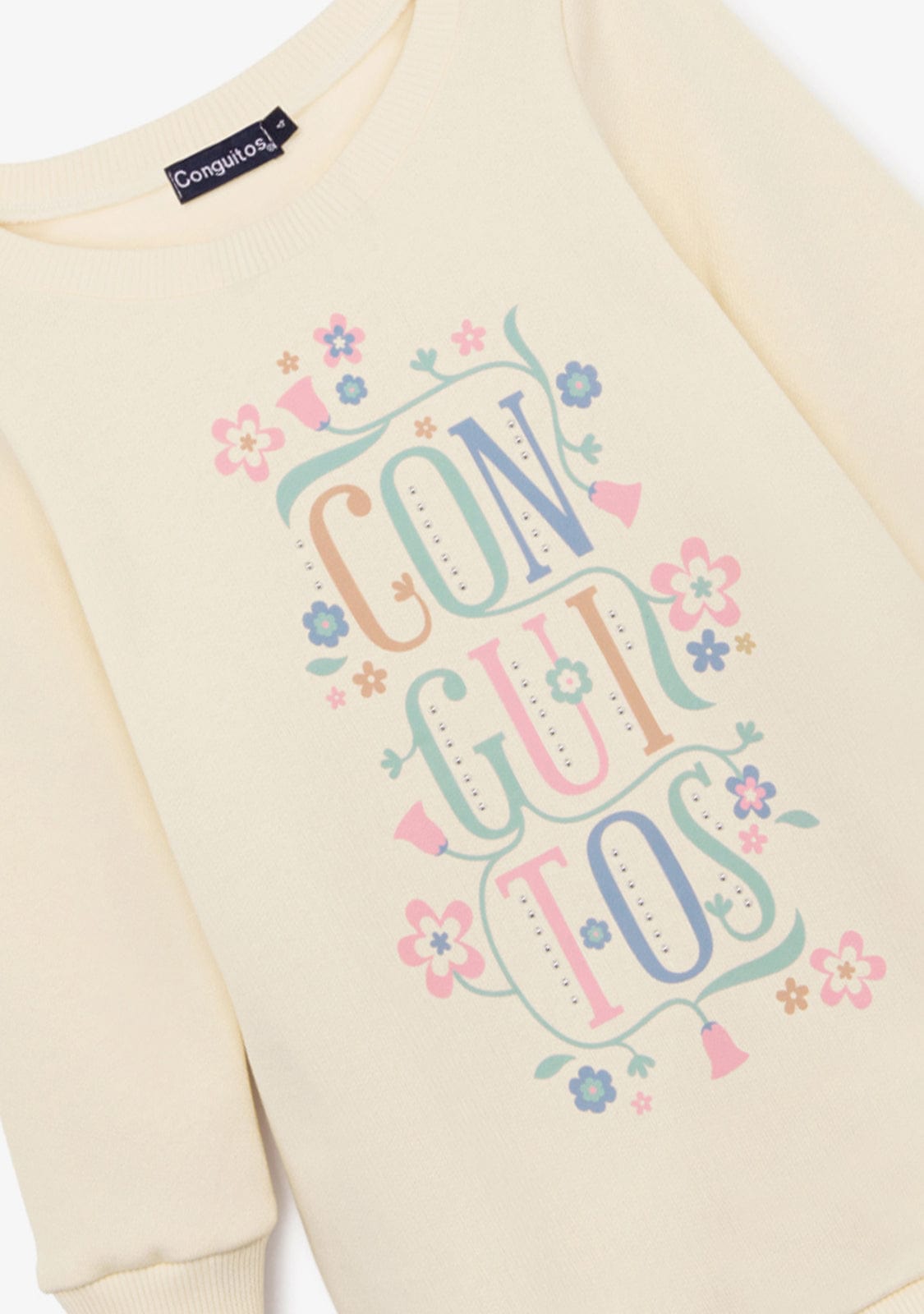 CONGUITOS ROPA / VESTIDOS Beige Flowers Sweatshirt Dress