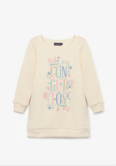 CONGUITOS ROPA / VESTIDOS Beige Flowers Sweatshirt Dress