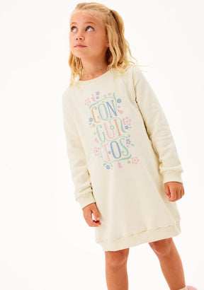 CONGUITOS ROPA / VESTIDOS Beige Flowers Sweatshirt Dress