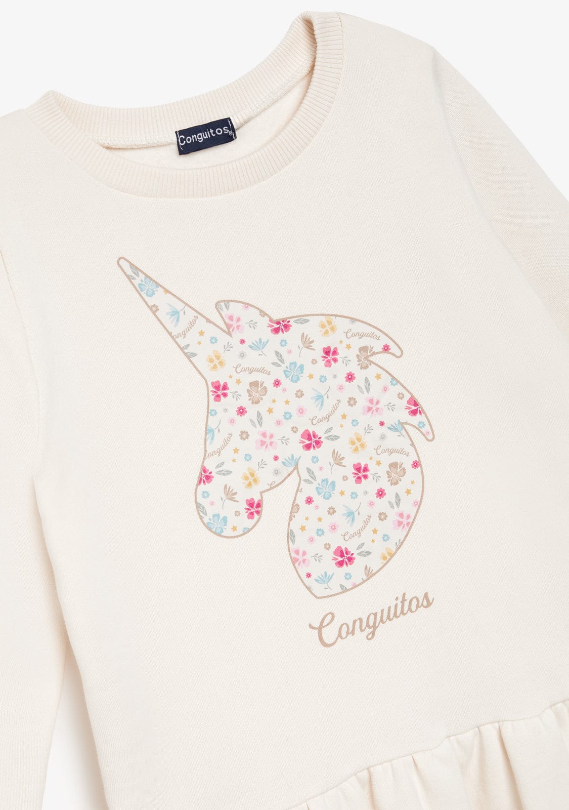 CONGUITOS ROPA / VESTIDOS Beige Unicorn Sweatshirt Dress