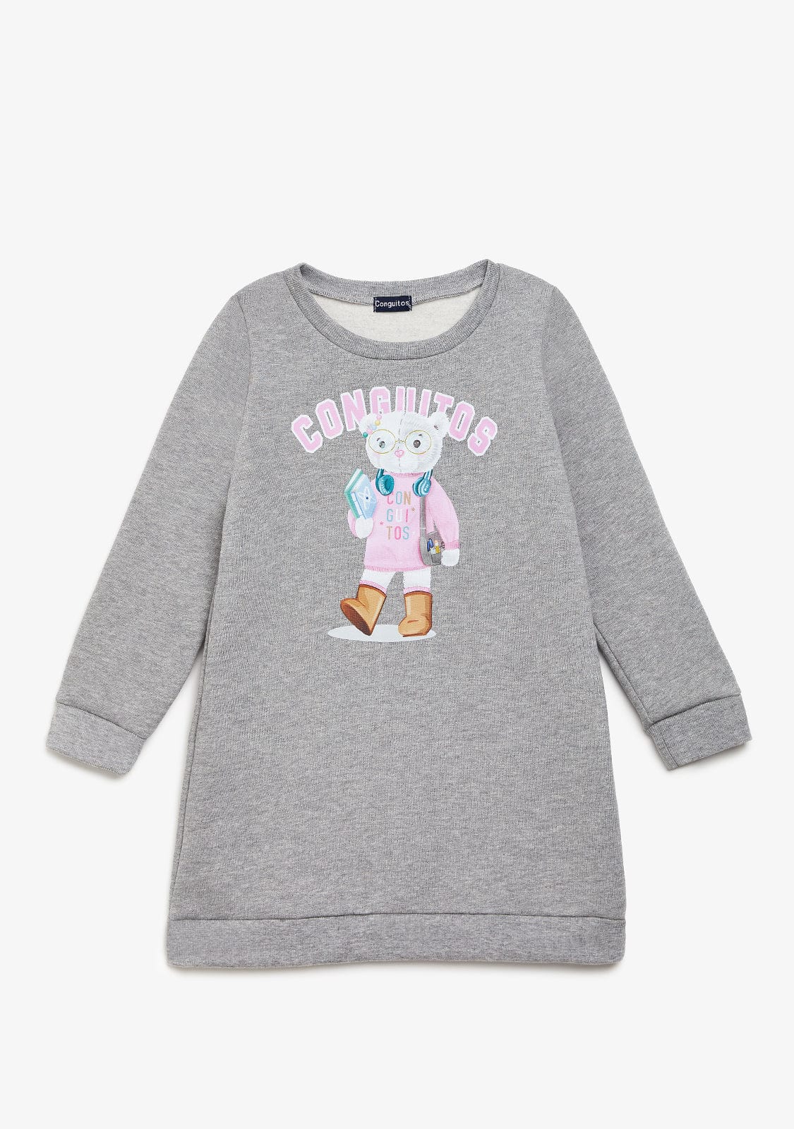 CONGUITOS ROPA / VESTIDOS Grey Teddy Bear Sweatshirt Dress