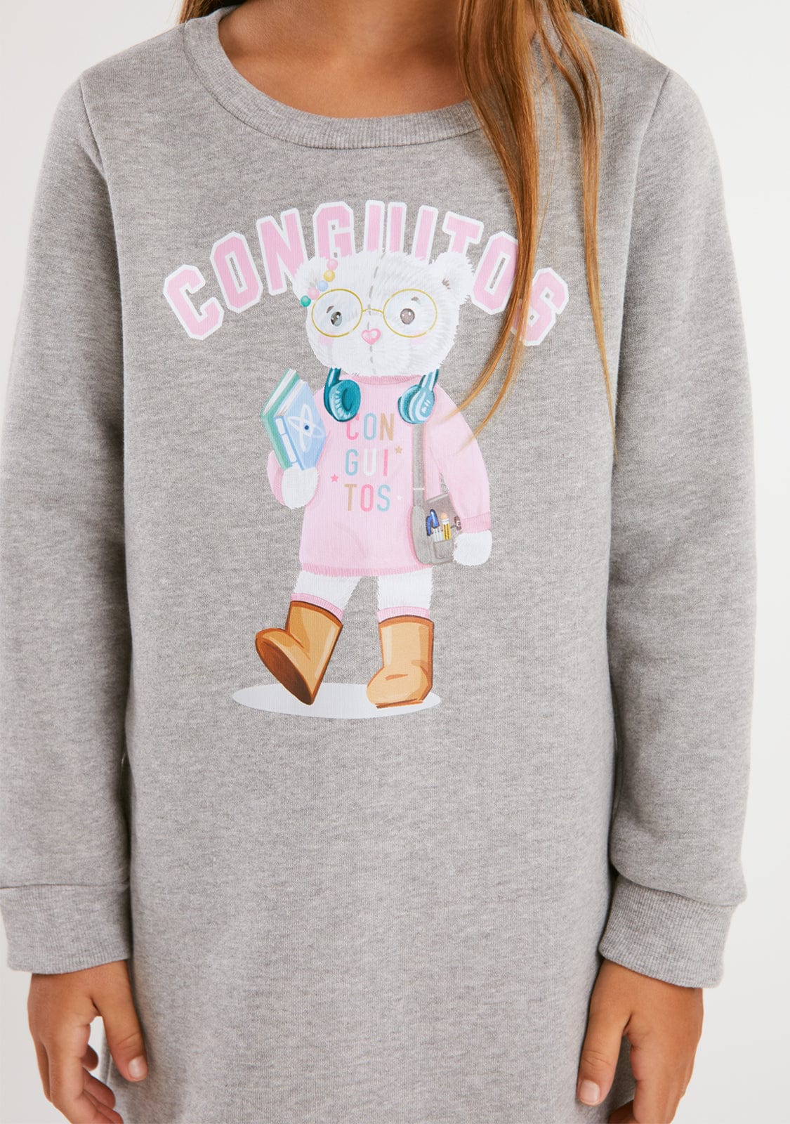 CONGUITOS ROPA / VESTIDOS Grey Teddy Bear Sweatshirt Dress