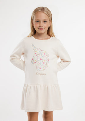 CONGUITOS ROPA / VESTIDOS / MANGA LARGA Beige Unicorn Sweatshirt Dress