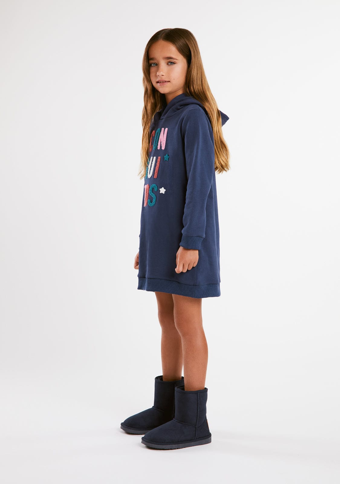 CONGUITOS ROPA / VESTIDOS Navy Conguitos Hooded Dress