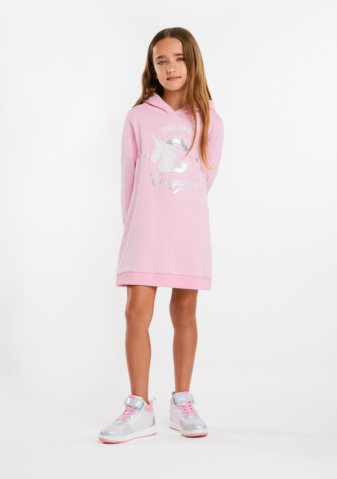 Robe Sweat-shirt Licorne Rose