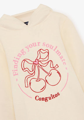 CONGUITOS ROPA / VESTIDOS / SUDADERA Beige Hoodie Cherries Sweatshirt Dress