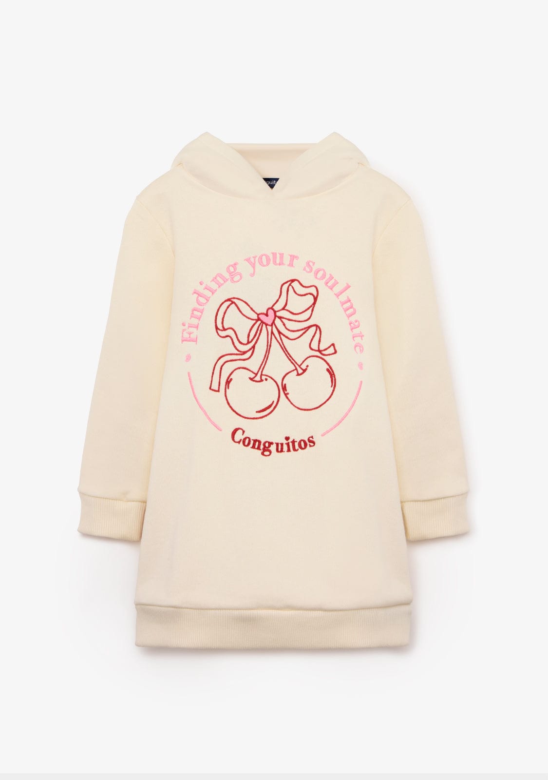 CONGUITOS ROPA / VESTIDOS / SUDADERA Beige Hoodie Cherries Sweatshirt Dress