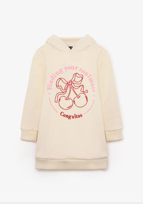 CONGUITOS ROPA / VESTIDOS / SUDADERA Beige Hoodie Cherries Sweatshirt Dress
