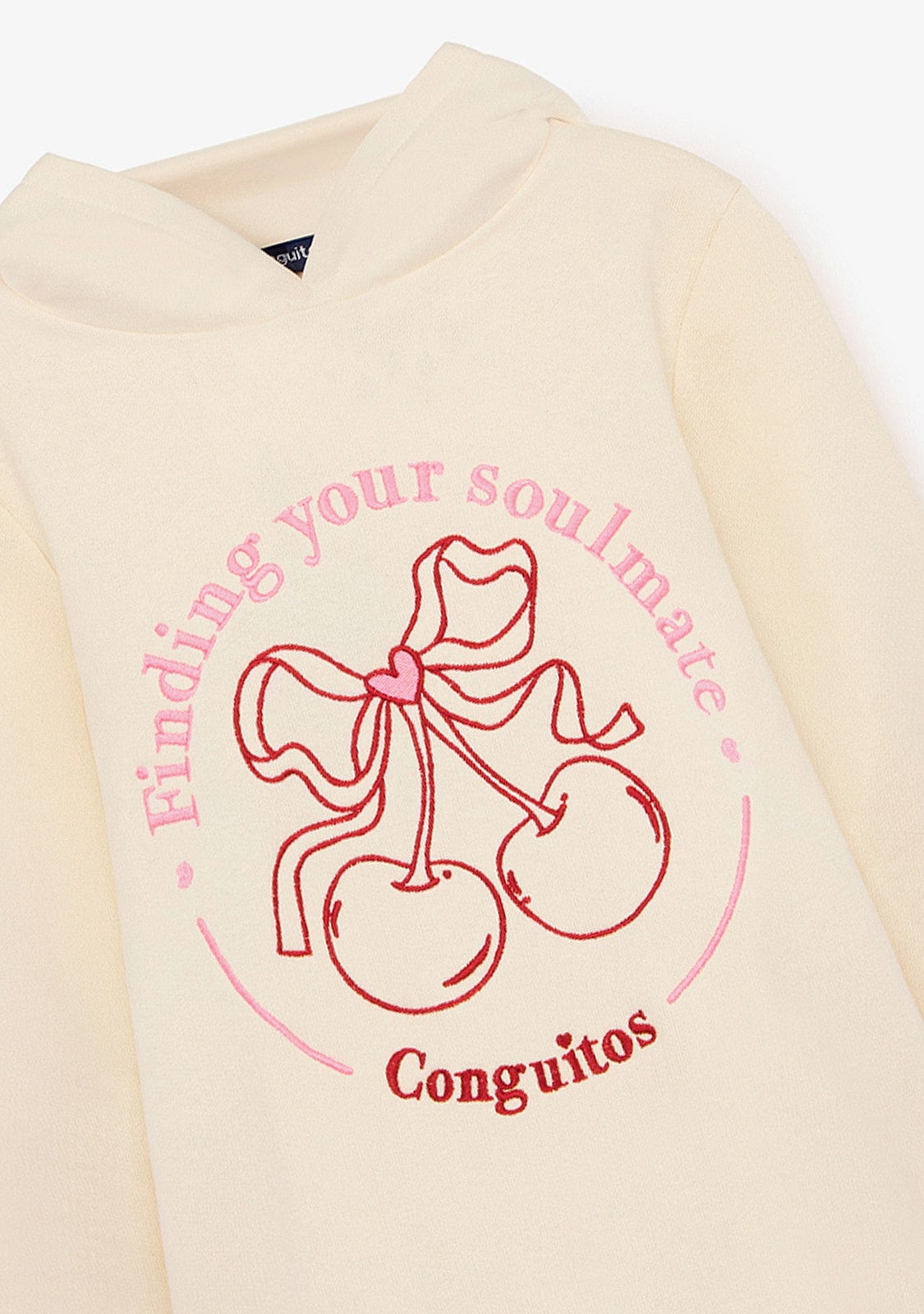 CONGUITOS ROPA / VESTIDOS / SUDADERA Beige Hoodie Cherries Sweatshirt Dress