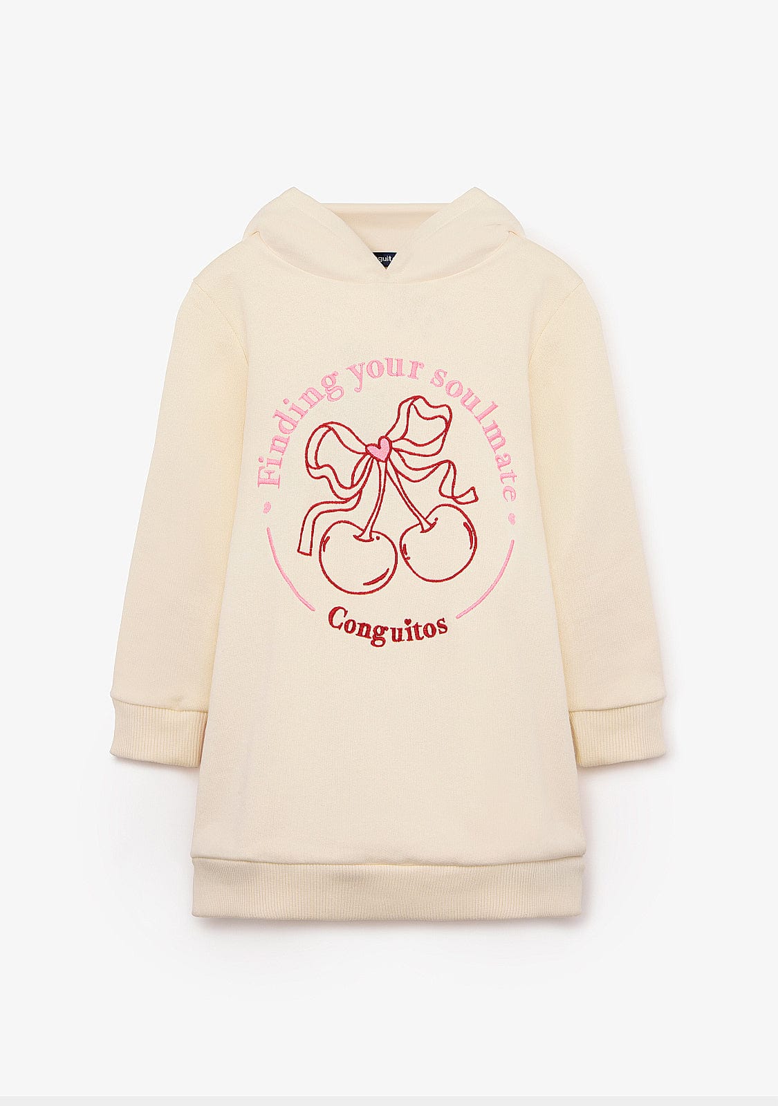 CONGUITOS ROPA / VESTIDOS / SUDADERA Beige Hoodie Cherries Sweatshirt Dress