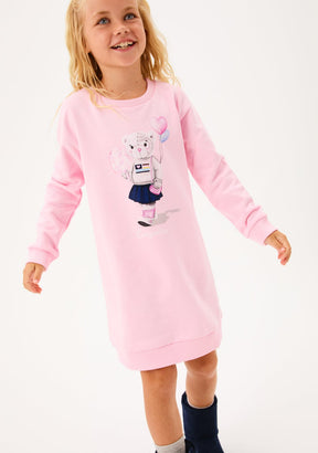 CONGUITOS ROPA / VESTIDOS / SUDADERA Pink Bear Sweatshirt Dress