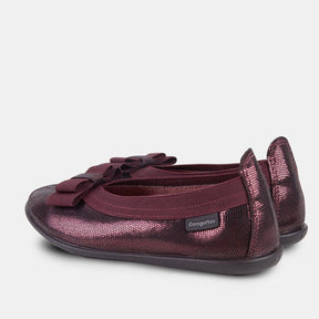 CONGUITOS Shoes Bailarinas de Niña Textura Lazo Burdeos