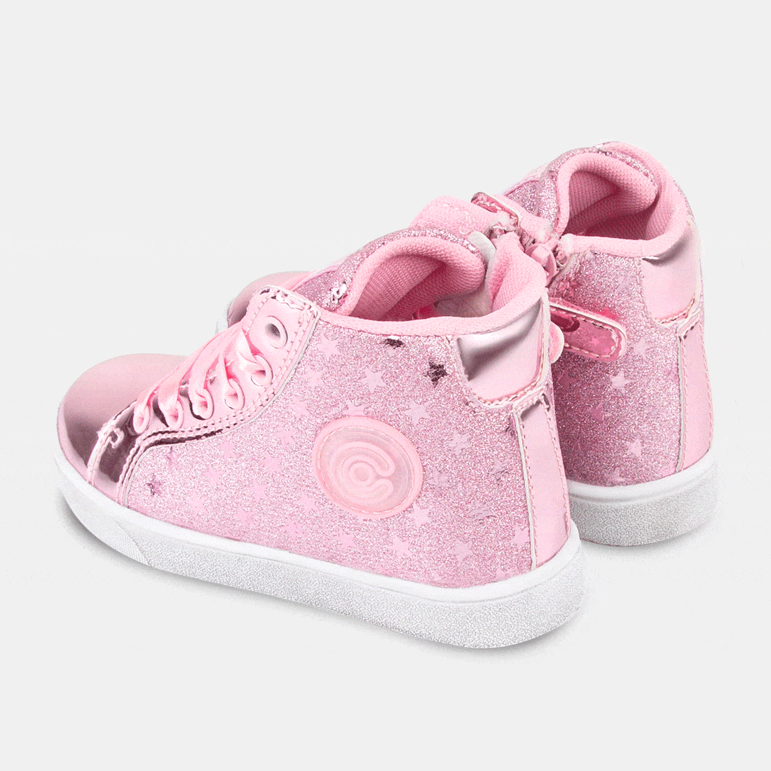 CONGUITOS Shoes Botines con Luz de Niña Glitter Estrellas Rosa