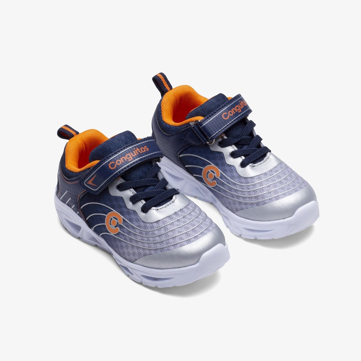 CONGUITOS Shoes Boy's Navy Orange Sneakers with Lights