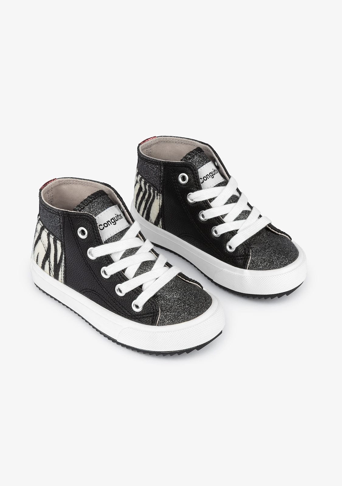 CONGUITOS Shoes Child's Black Patchwork Hi-Top Sneakers