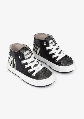 CONGUITOS Shoes Child's Black Patchwork Hi-Top Sneakers