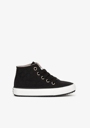 CONGUITOS Shoes Child's Black Quilted Hi-Top Sneakers