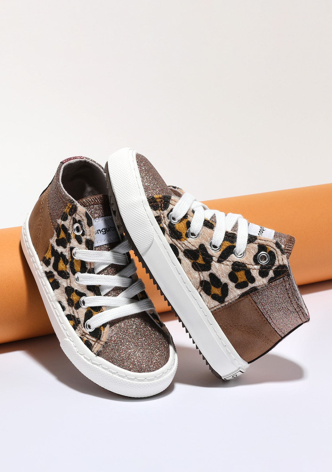 CONGUITOS Shoes Child's Brown Patchwork Hi-Top Sneakers
