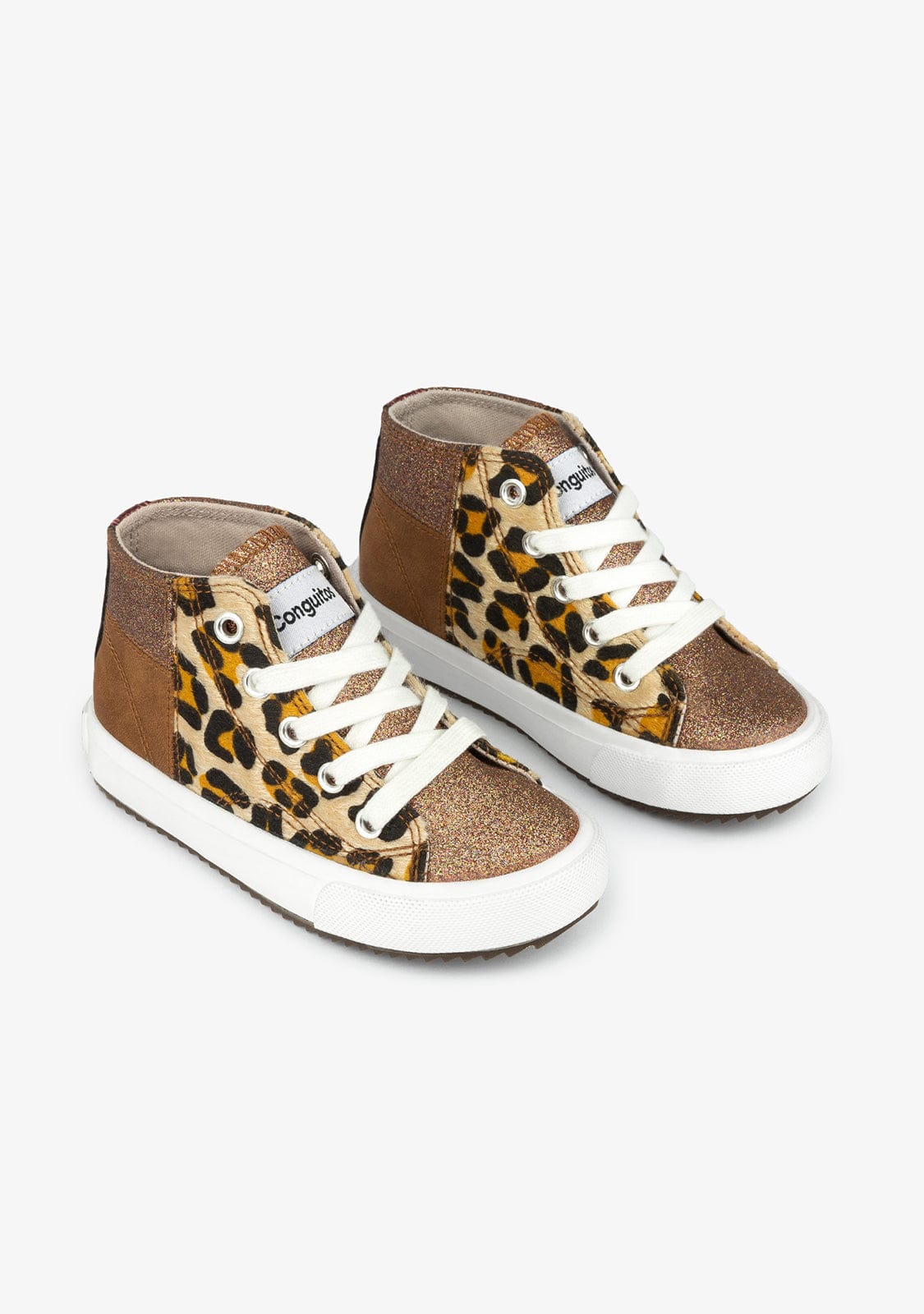 CONGUITOS Shoes Child's Brown Patchwork Hi-Top Sneakers