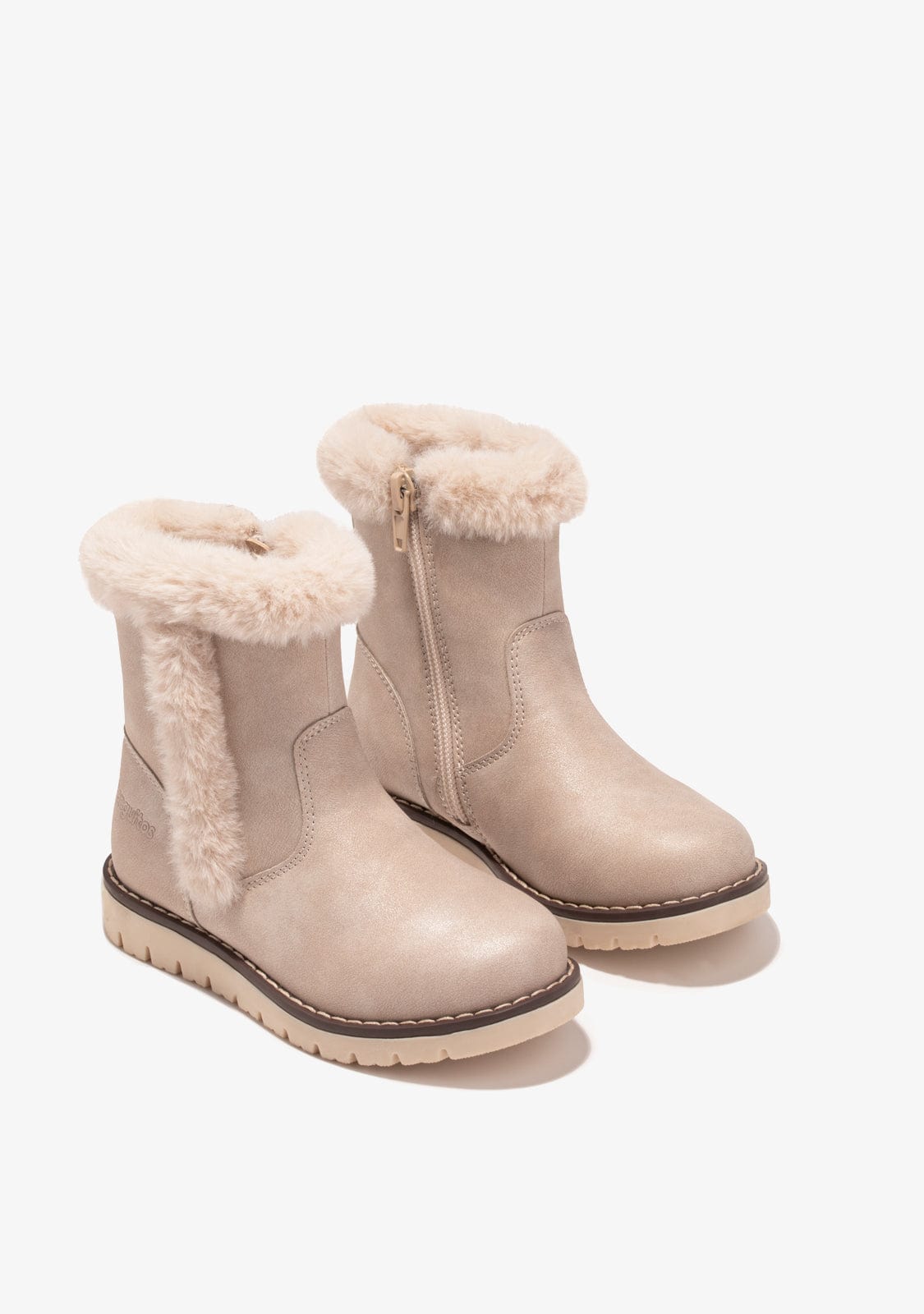 CONGUITOS Shoes Girl's Beige Fur Boots Napa
