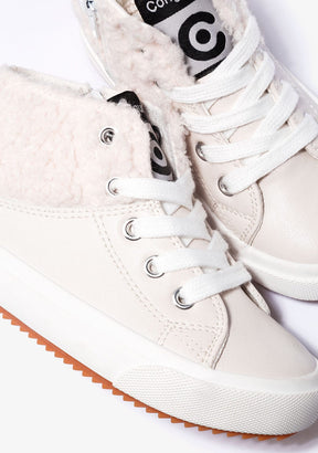 CONGUITOS Shoes Girl's Beige Sheepskin Hi-Top Sneakers