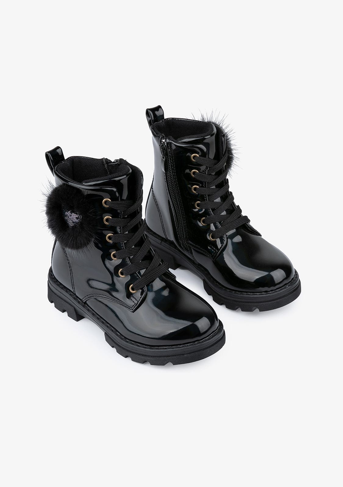 Boot Botas De Charol De Niña Botines Niña Botas Militares Negras