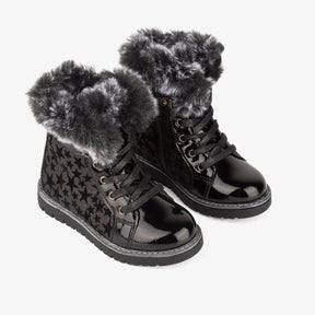 CONGUITOS Shoes Girl's Black Glitter Star Boots