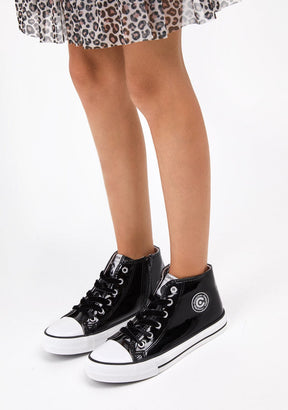 CONGUITOS Shoes Girl's Black Hi-Top Sneakers Patent Leather