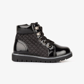 CONGUITOS Shoes Girl's Black Quilted Patent Leather Boots